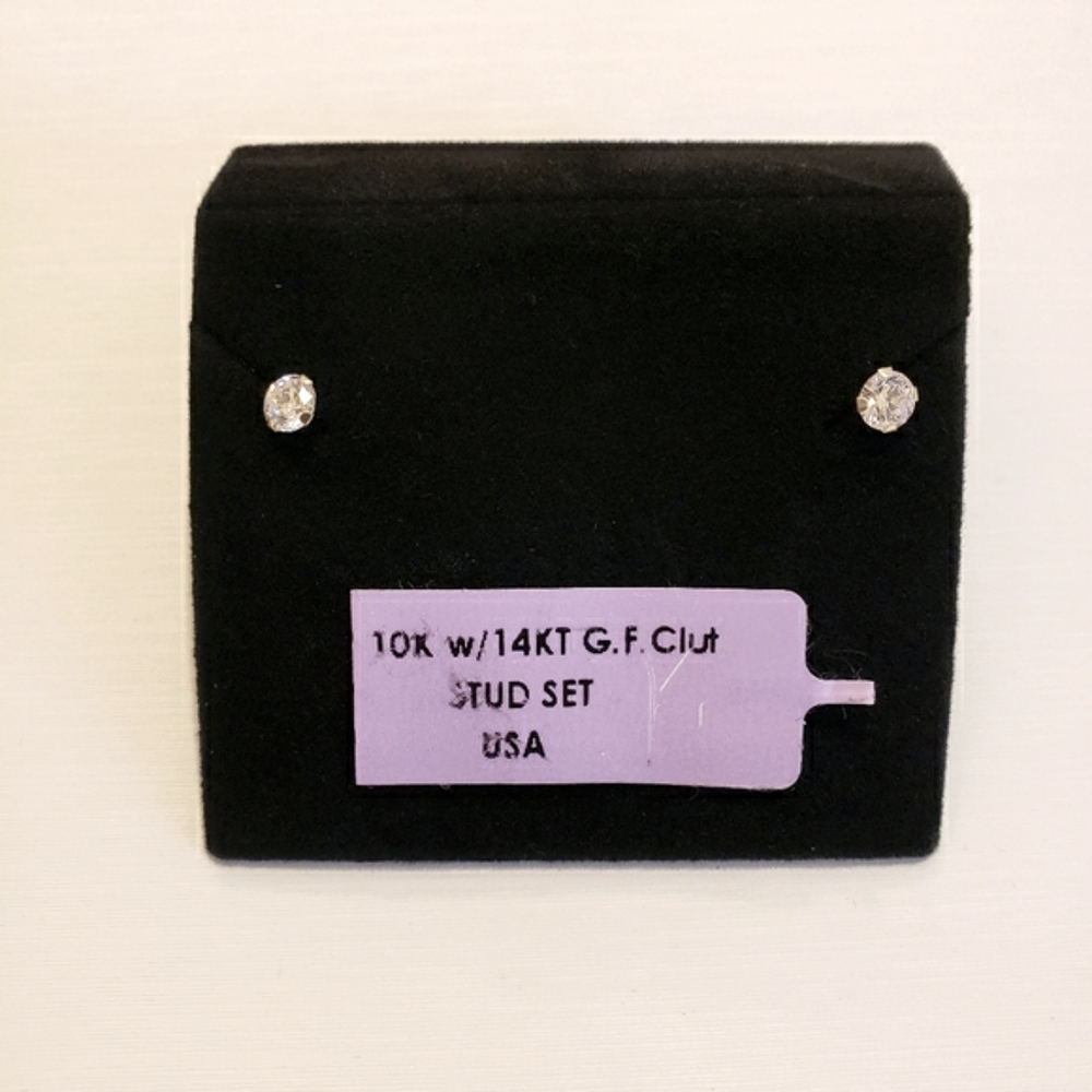 10k Yellow Gold Cubic Zirconia Solitaire Earrings